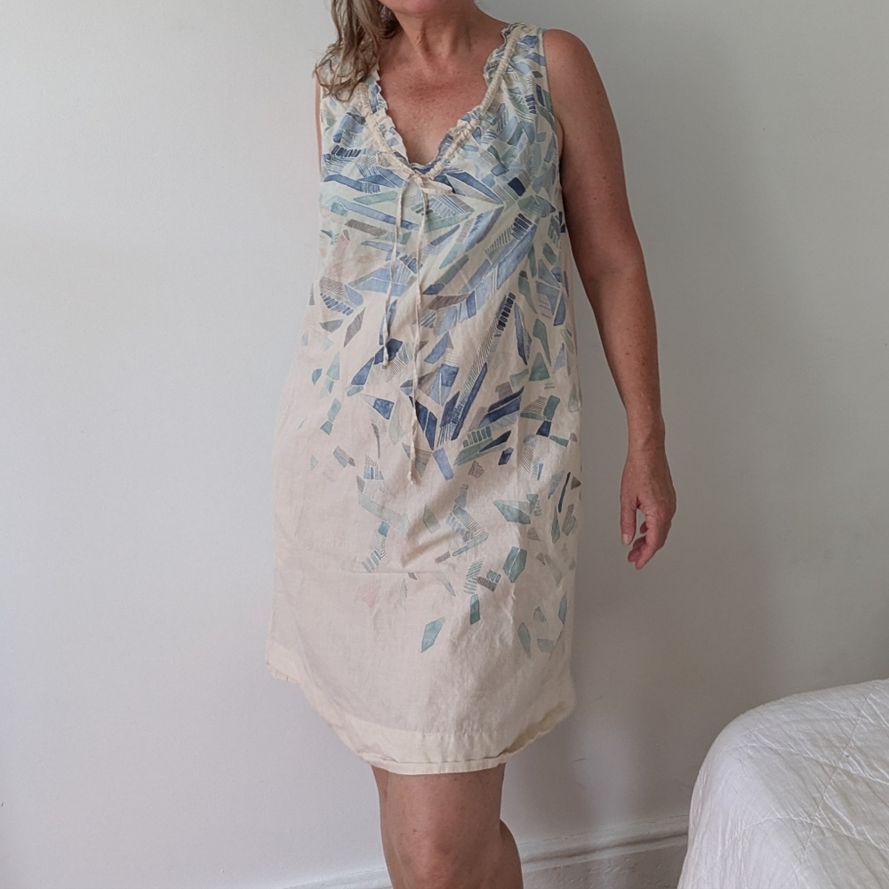 Lilka Anthropologie Watercolor Dress Sz M Bathing Suit Coverup Breezy Summer